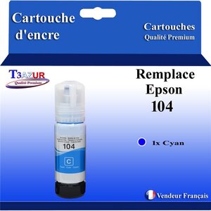 T3AZUR - Bouteille compatible avec Epson EcoTank ET-2714 ET-2715 ET-2720 ET-2721 ET-2726 - Cyan