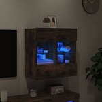 vidaXL Meuble TV mural avec lumières LED chêne fumé 58 5x30x60 5 cm