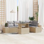 vidaXL Ensemble de canapé de jardin 6 pièces avec coussins beige en poly rotin
