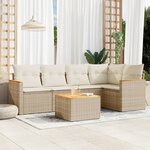 vidaXL Salon de jardin avec coussins 6 Pièces beige résine tressée