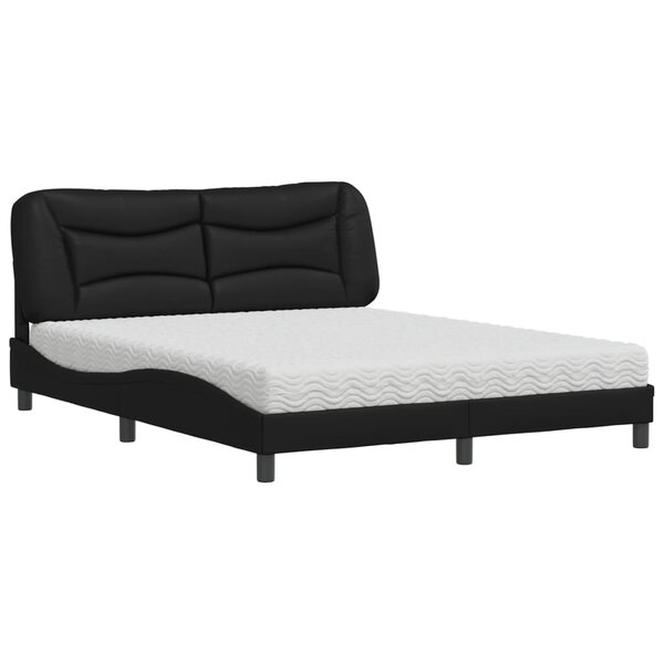 vidaXL Lit avec matelas noir 160x200 cm similicuir