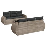 vidaXL Salon de jardin avec coussins 7 Pièces gris clair résine tressée