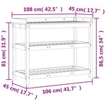 vidaXL Table de rempotage avec étagères blanc bois massif de pin