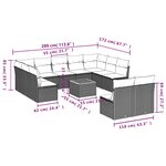 vidaXL Salon de jardin avec coussins 12 Pièces beige résine tressée