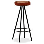 vidaXL Ensemble de bar 7 Pièces Bois de récupération Cuir véritable et toile