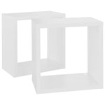 vidaXL Étagères cube murales 2 Pièces Blanc 26x15x26 cm