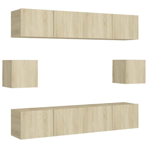 vidaXL Ensemble de meubles TV 6 Pièces Chêne sonoma Bois d'ingénierie