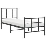 vidaXL Cadre de lit métal avec tête de lit/pied de lit noir 75x190 cm