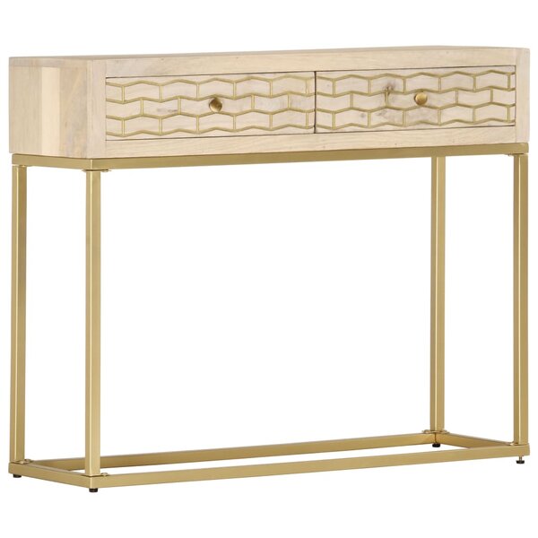 vidaXL Table console Doré 90 x 30 x 75 cm Bois de manguier massif