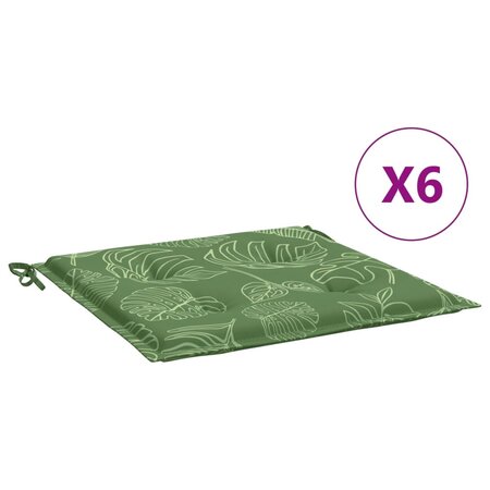 vidaXL Coussins de chaise lot de 6 motif de feuilles 40x40x3 cm tissu