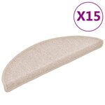 vidaXL Tapis d'escalier 15 Pièces Taupe 56 x 17 x 3 cm