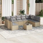 vidaXL Salon de jardin avec coussins 10 Pièces beige résine tressée