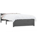 vidaXL Cadre de lit Gris Bois massif 75x190 cm Petit simple