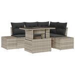 vidaXL Ensemble de canapé de jardin 5 pièces avec coussins gris clair en osier synthétique