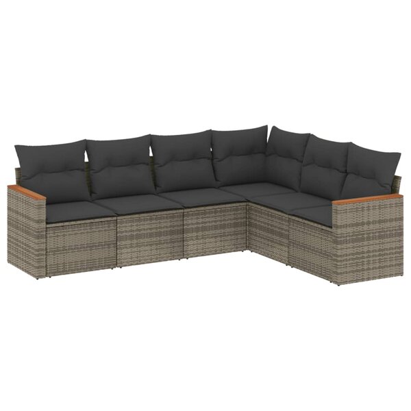 vidaXL Salon de jardin 6 Pièces avec coussins gris résine tressée