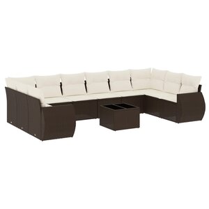 vidaXL Salon de jardin et coussins 11 Pièces marron résine tressée