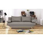 TEIJO Banquette convertible 3 places avec coffre de rangement - Tissu Taupe - 187 x 91 x 82 cm
