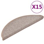 vidaXL Tapis d'escalier 15 Pièces Marron clair 56x17x3 cm