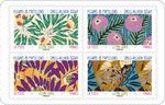 Carnet de 12 timbres - Fleurs et papillons - Lettre Verte