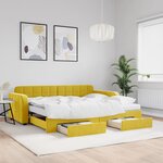 vidaXL Lit de jour avec gigogne et tiroirs jaune 90x200 cm velours