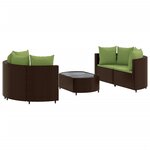 vidaXL Salon de jardin avec coussins 5 Pièces marron résine tressée