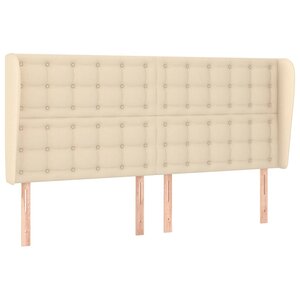 vidaXL Tête de lit avec oreilles Crème 163x23x118/128 cm Tissu