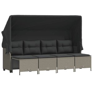 vidaXL Salon de jardin 5 Pièces avec coussins gris clair résine tressée