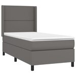 vidaXL Sommier à lattes de lit matelas LED Gris 90x190 cm Similicuir