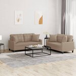 vidaXL Ensemble de canapés 2 Pièces avec coussins cappuccino similicuir