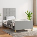 vidaXL Cadre de lit avec tête de lit Gris clair 90x190 cm Tissu
