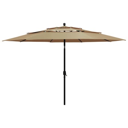 vidaXL Parasol à 3 niveaux avec mât en aluminium Taupe 3 5 m