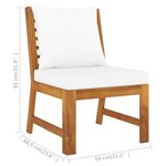 vidaXL Salon de jardin 3 Pièces avec coussin crème Bois d'acacia solide