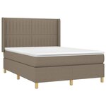 vidaXL Sommier à lattes de lit matelas et LED Taupe 140x190 cm Tissu