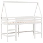 vidaXL Lit superposé et échelle et toit blanc 90x190cm bois pin massif