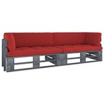 vidaXL Canapé palette 2 places avec coussins Pin imprégné de gris