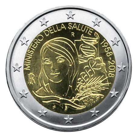 Monnaie 2 euros commémorative italie 2018 - 60 ans du ministère de la santé