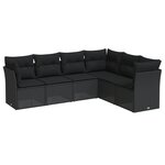 vidaXL Salon de jardin 6 Pièces avec coussins noir résine tressée