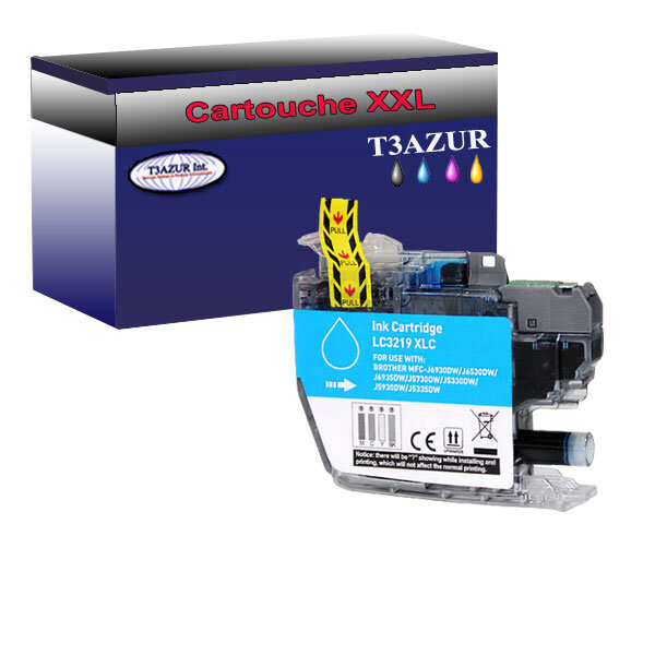 Cartouche compatible Brother MFCJ5330DW, MFCJ5335DW, MFCJ5730DW, LC-3219XL  - Cyan – T3AZUR