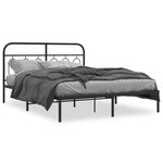 vidaXL Cadre de lit métal avec tête de lit noir 140x200 cm