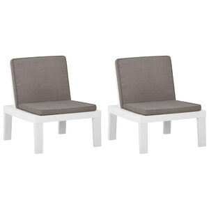 vidaXL Chaises de salon de jardin avec coussins 2 Pièces Plastique Blanc