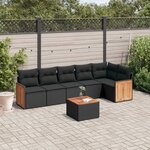 vidaXL Salon de jardin 7 Pièces avec coussins noir résine tressée