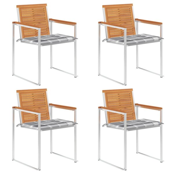 vidaXL Chaises de jardin 4 Pièces avec coussins Bois d'acacia massif