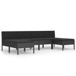 vidaXL Salon de jardin 6 Pièces avec coussins Résine tressée Noir