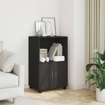vidaXL Armoire à roulettes noir 55x40x91 cm bois d'ingénierie