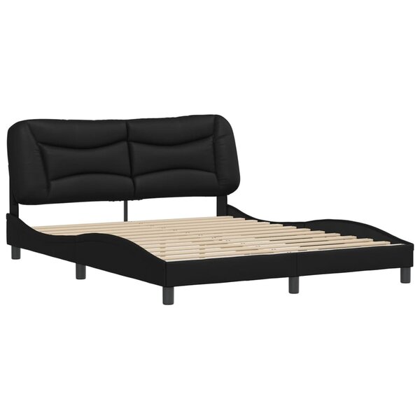 vidaXL Cadre de lit avec tête de lit Noir 160x200 cm Similicuir