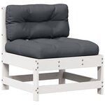 vidaXL Salon de jardin 5 Pièces avec coussins blanc bois massif de pin