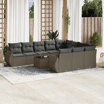 vidaXL Salon de jardin 11 Pièces avec coussins gris clair résine tressée