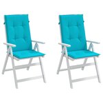 vidaXL Coussins de chaise à dossier haut lot de 2 turquoise tissu