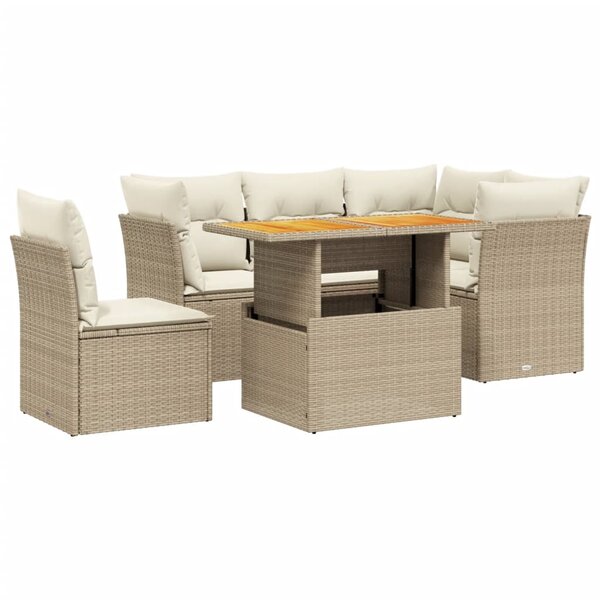 vidaXL Salon de jardin avec coussins 5 Pièces beige résine tressée