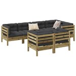 vidaXL Salon de jardin 7 Pièces avec coussins bois de pin imprégné
